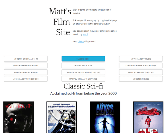 screenshot of Matt's Film Site